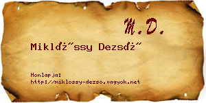 Miklóssy Dezső névjegykártya